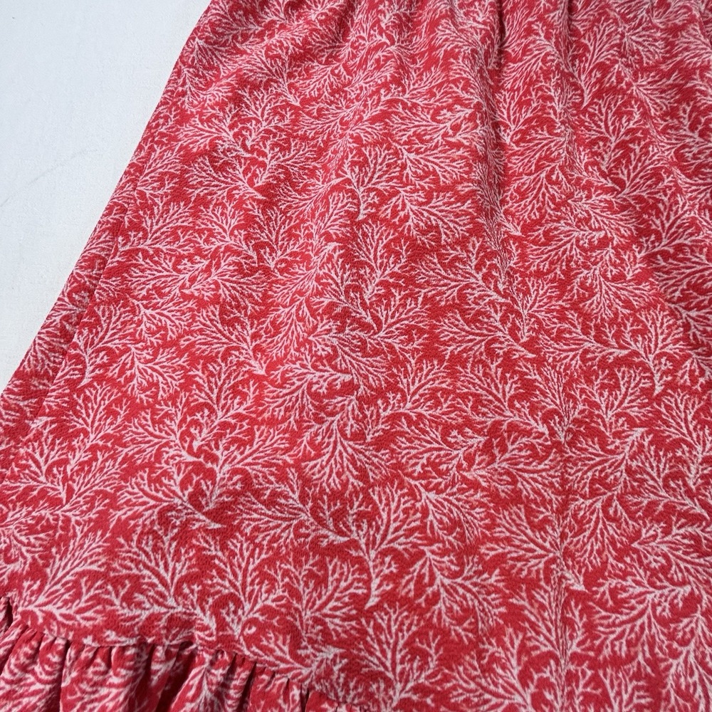 Michael Kors Red Floral Ruffle Wrap Midi Skirt L Womens Preppy - Picture 6 of 8